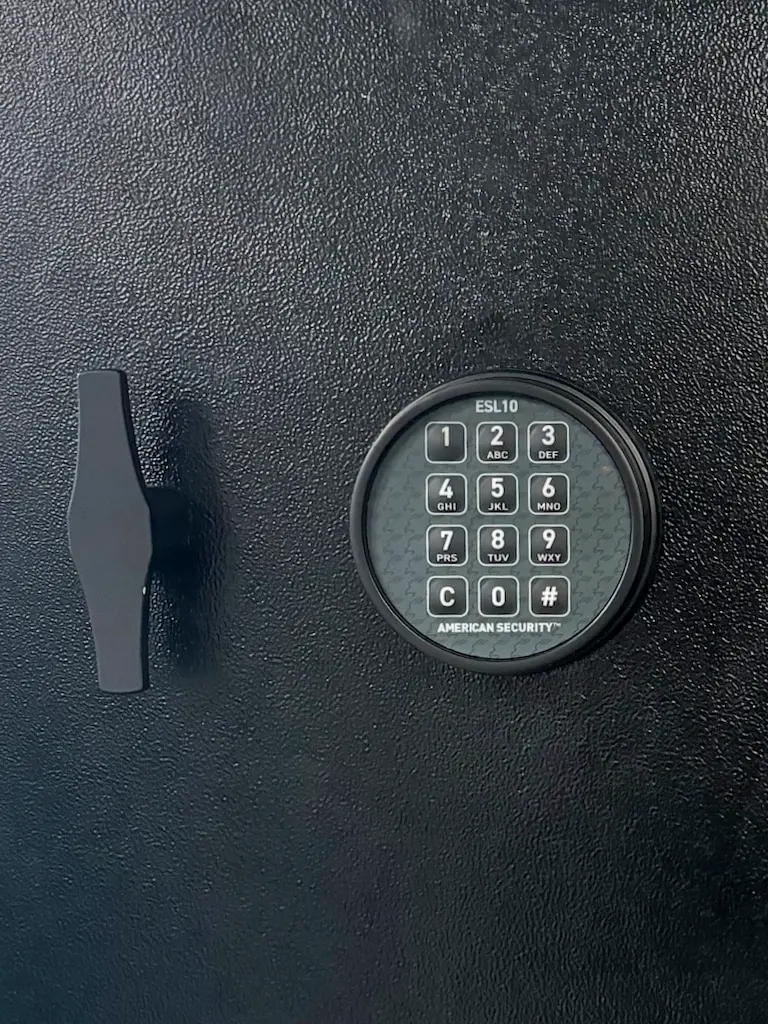 Exterior image of a safe with a numeric keypad